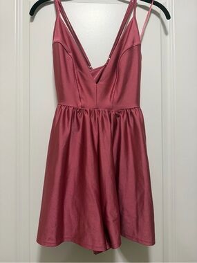 Urban Outfitters Satin like Rose Pink V-Neck Spaghetti Strap Romper